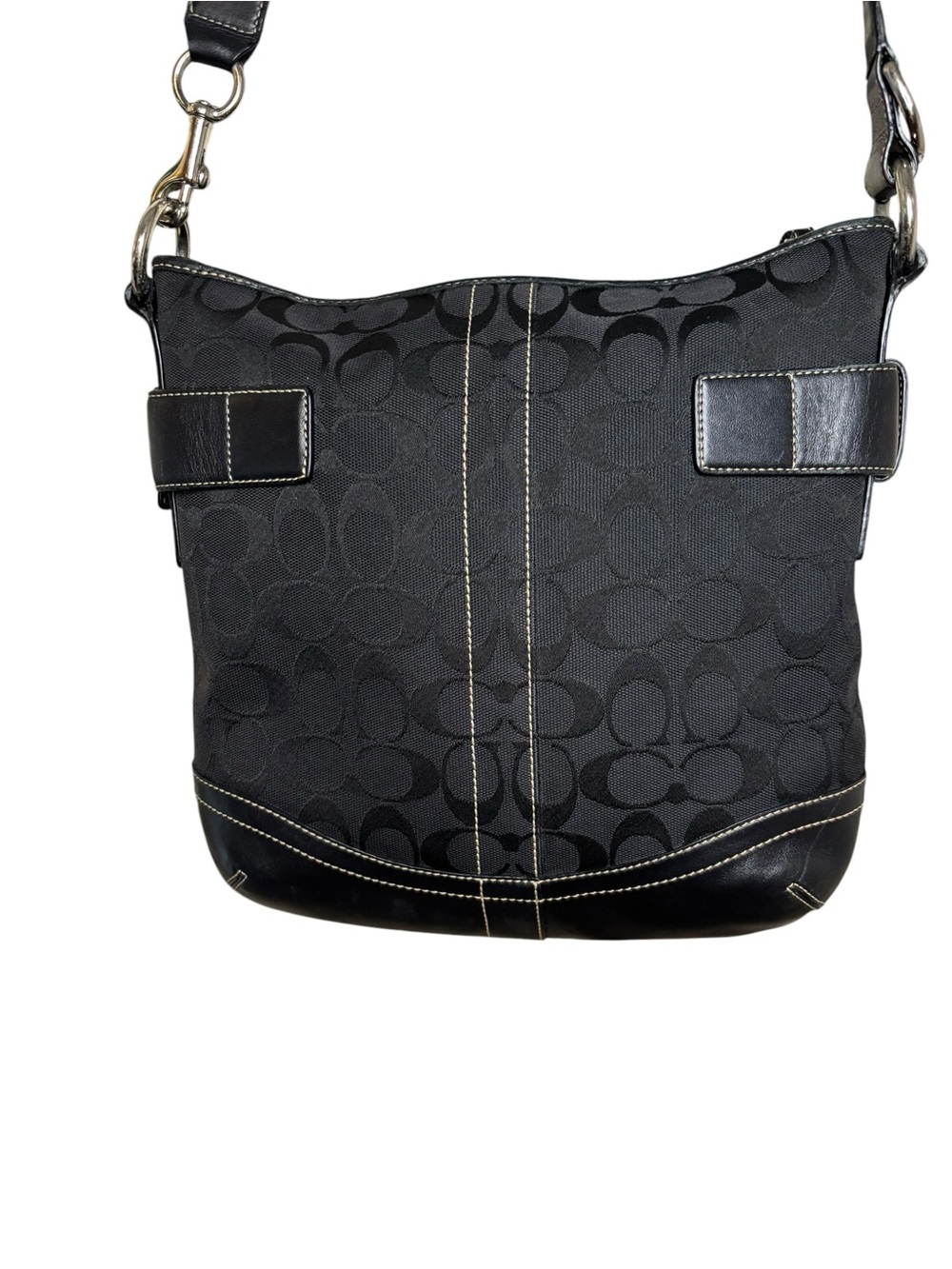 Coach 2005 Vintage Soho Signature Slim Duffle Bag – Black Jacquard Canvas - Picture 7 of 14